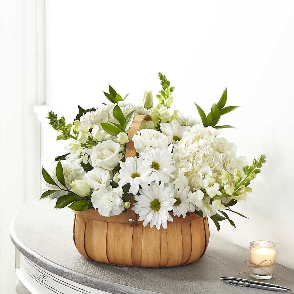 Pure Ivory Basket – Le Fleur Llc, Pelham AL