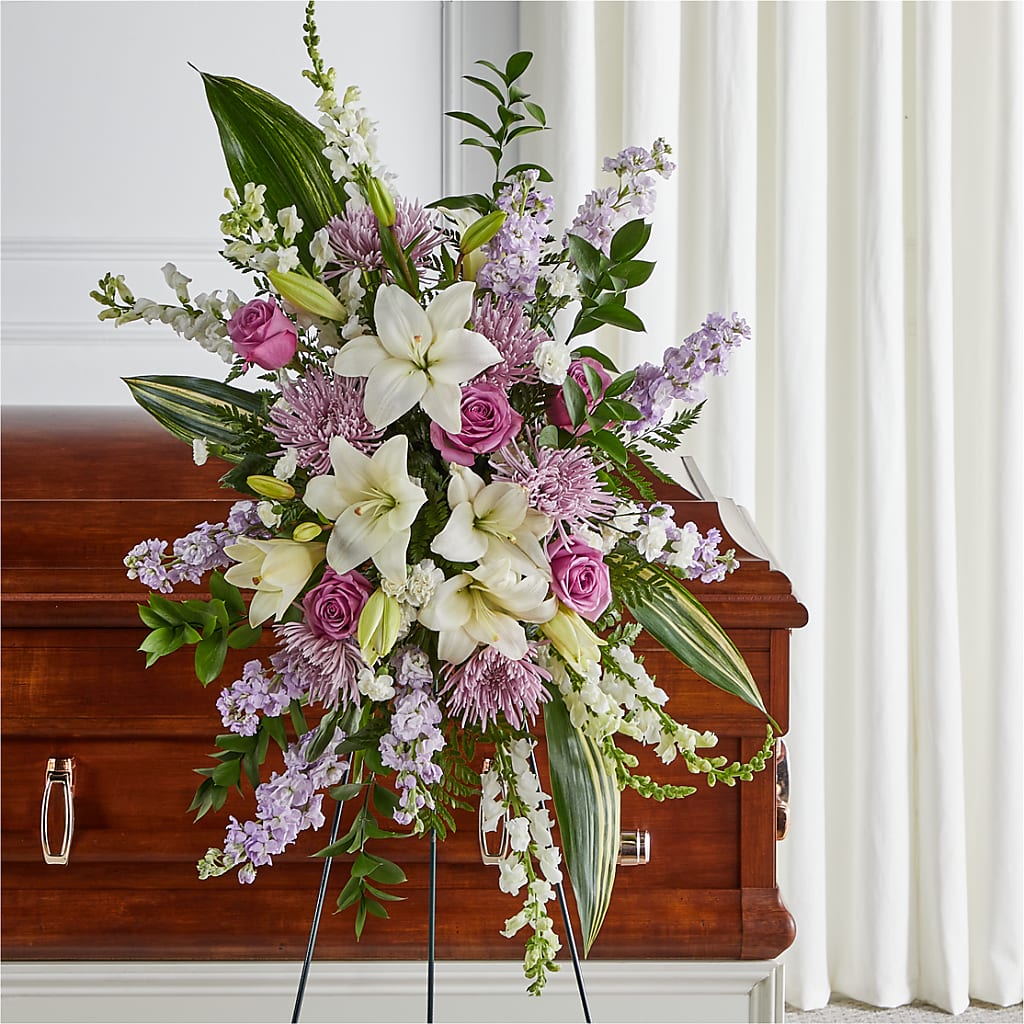 Grateful Hearts Standing Spray – Le Fleur Llc, Pelham AL