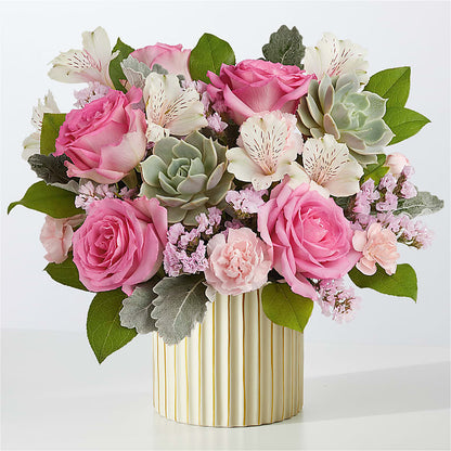 Dusty Rose Bouquet with Ivory Vase –  Le Fleur Llc, Pelham AL