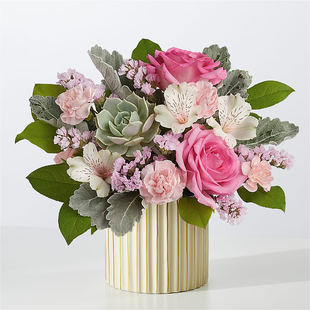 Dusty Rose Bouquet with Ivory Vase –  Le Fleur Llc, Pelham AL