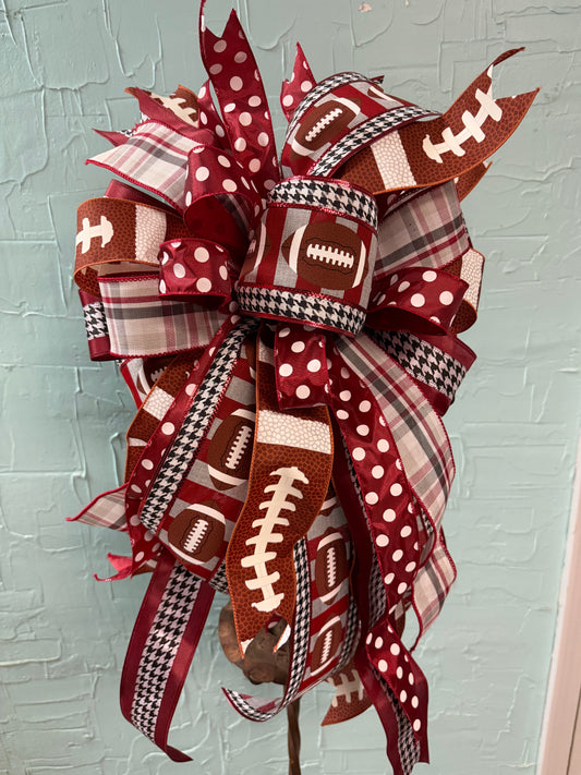 Red white and black football bow –  Le Fleur Llc, Pelham AL