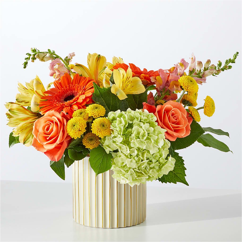 Autumn Sunshine Bouquet with Ivory Vase –  Le Fleur Llc, Pelham AL
