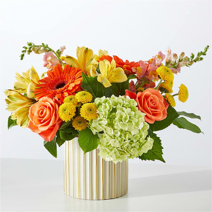 Autumn Sunshine Bouquet with Ivory Vase –  Le Fleur Llc, Pelham AL