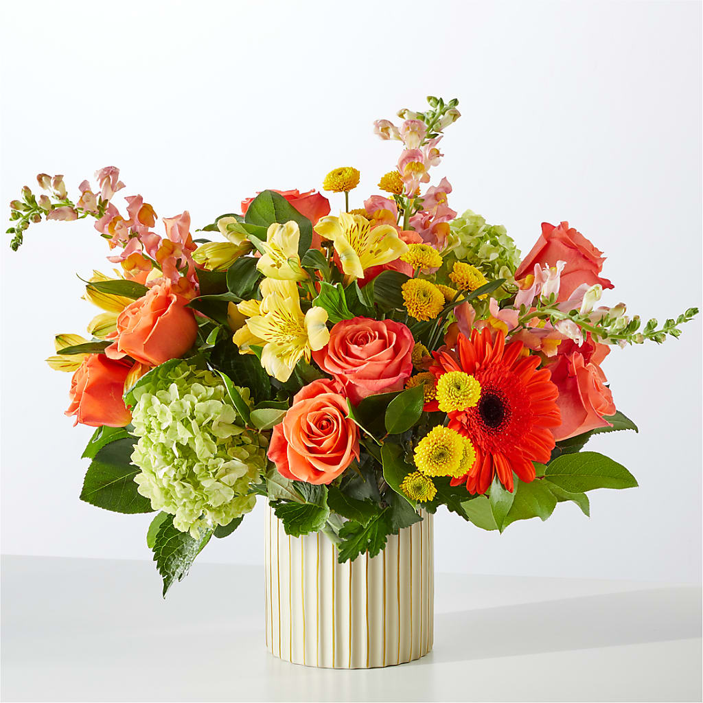 Autumn Sunshine Bouquet with Ivory Vase –  Le Fleur Llc, Pelham AL