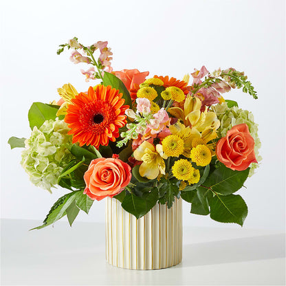 Autumn Sunshine Bouquet with Ivory Vase –  Le Fleur Llc, Pelham AL
