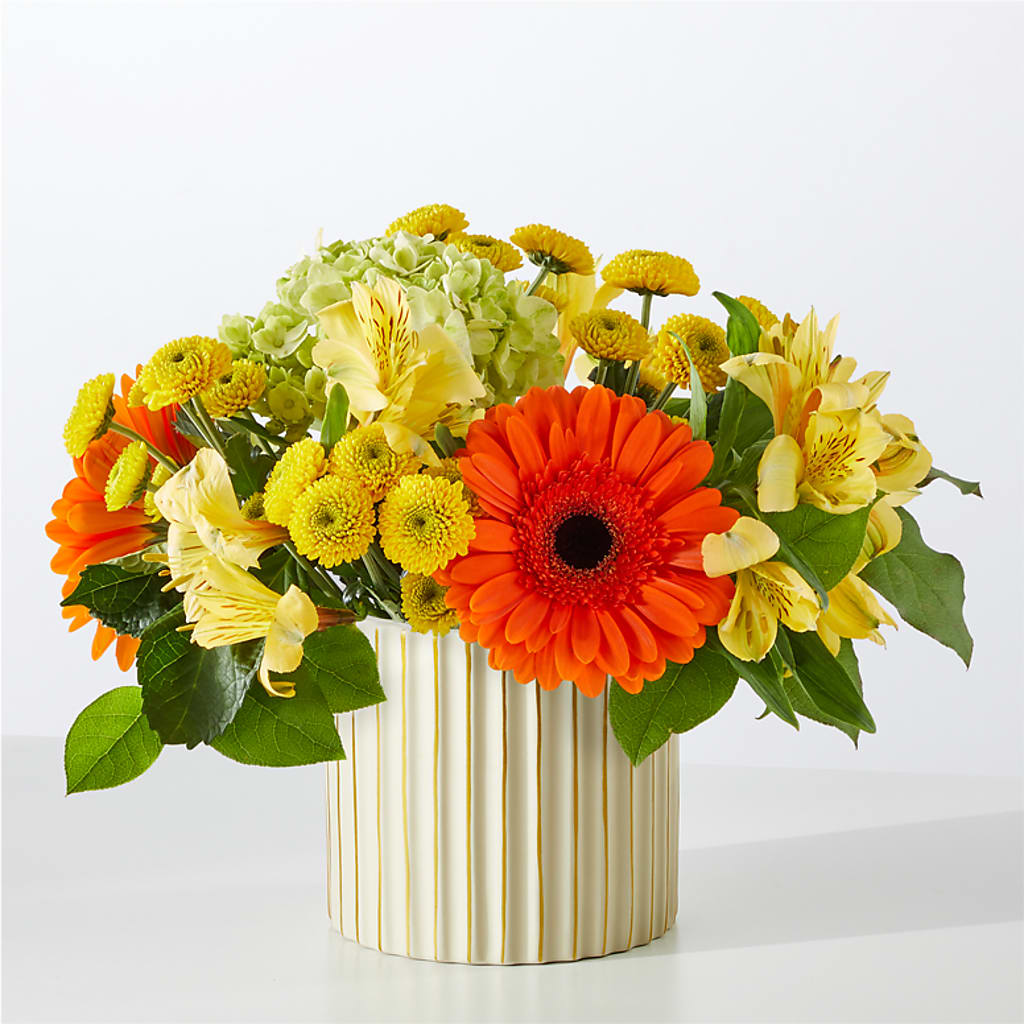 Autumn Sunshine Bouquet with Ivory Vase –  Le Fleur Llc, Pelham AL